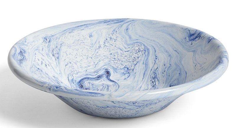 Tiefer Soft Ice Teller von Hay mit blau-weißem Marmor-Muster, ideal für Eis, Desserts und mehr.